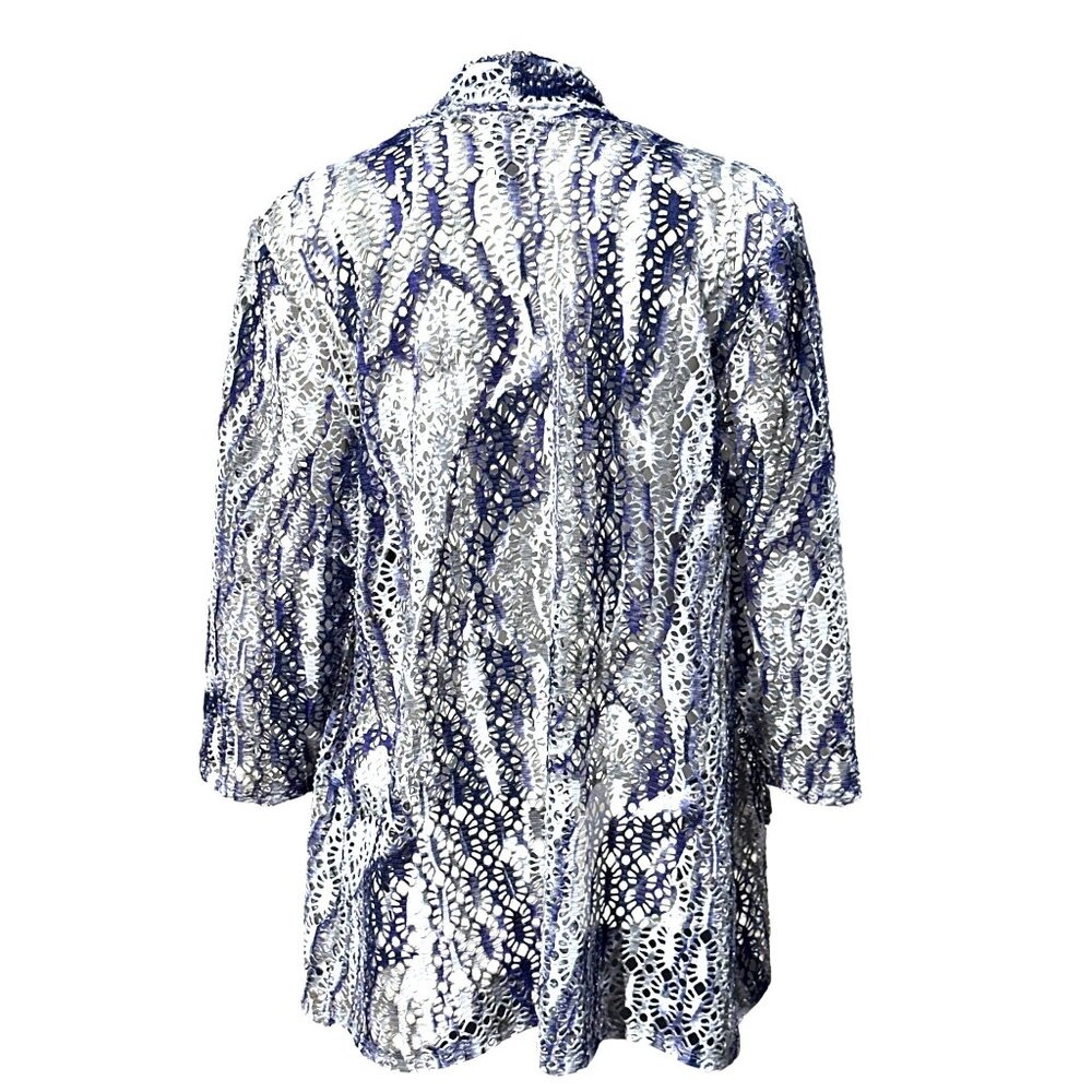 Chicos Traveler Collection Open Front Net Cover Up Elegant Breezy Layering Piece - Picture 3 of 11